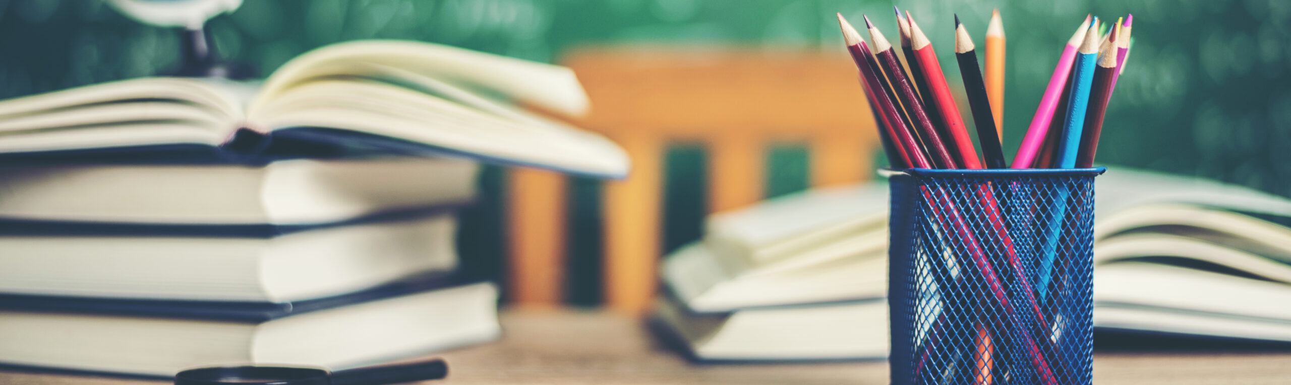 book with green board background